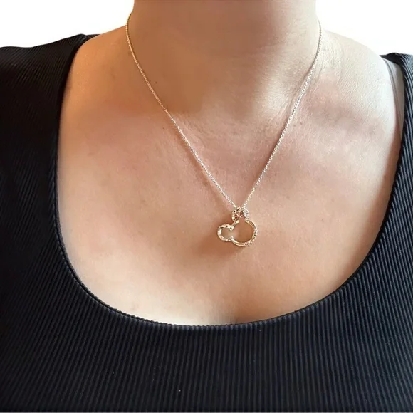Disney Minnie Mouse Heart Pendant Necklace silver, and rose gold - Picture 4 of 7